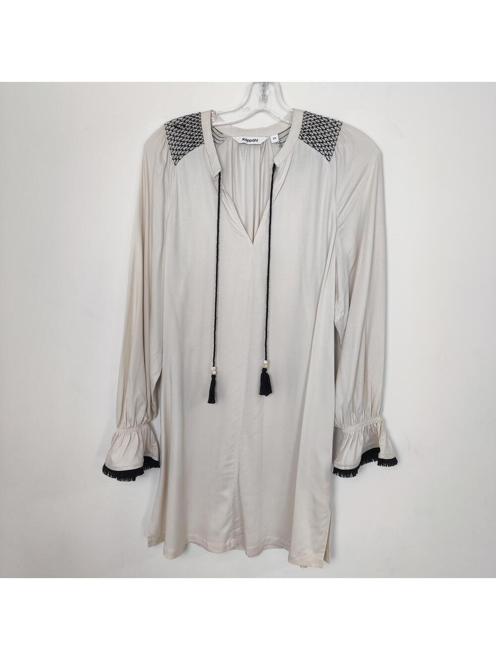 Kappahl Women’s Cream Tunic Dress XS Boho Tassel Viscose